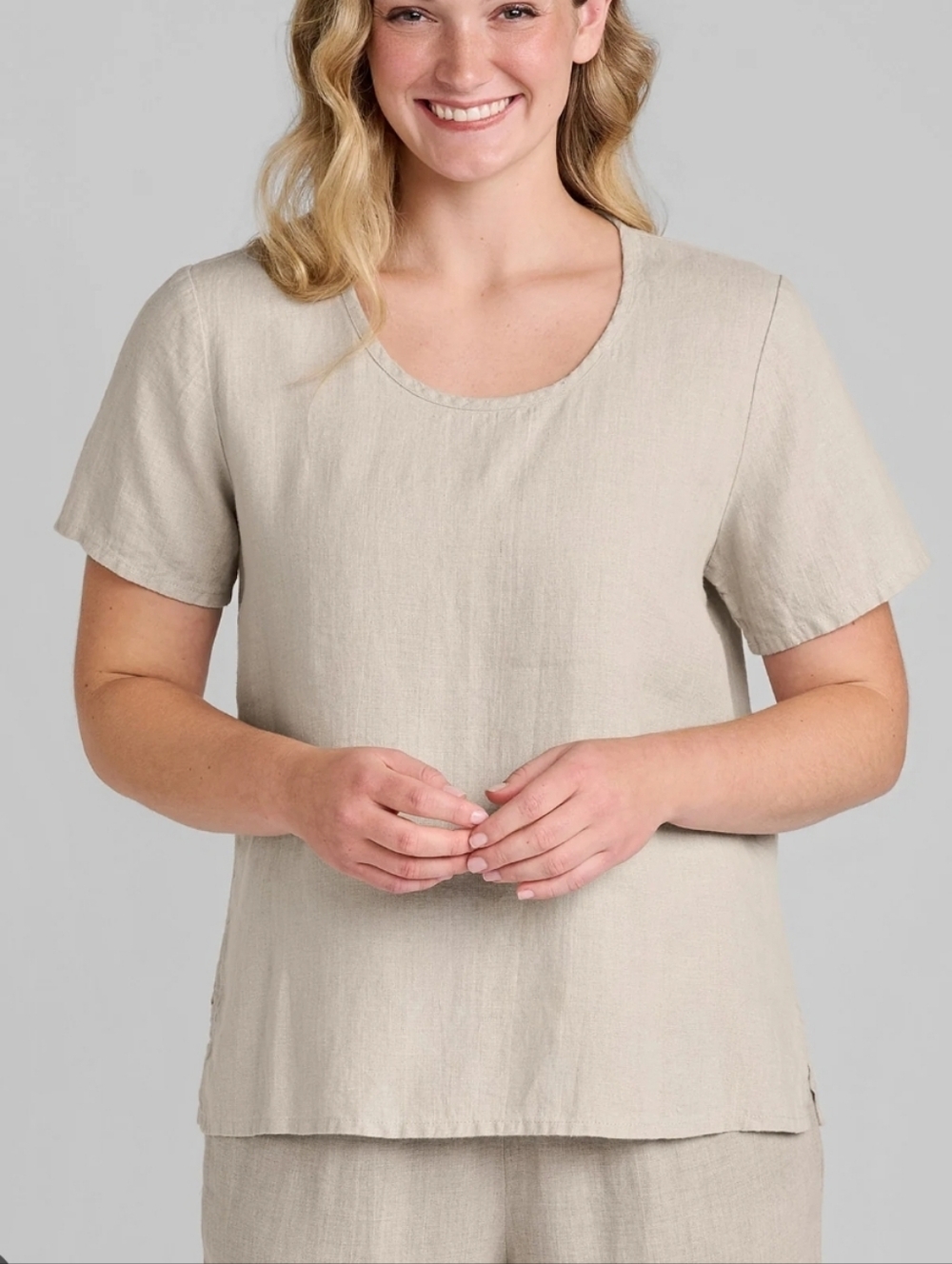 FLAX Fundamental Tee  Linen T Shirt Boho Tan Medium